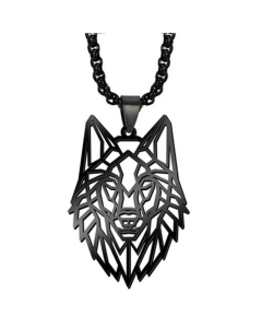 Punk Style Necklace Hollow Wolf Head Stainless Steel 