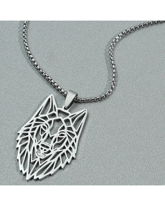 Punk Style Necklace Hollow Wolf Head Stainless Steel 