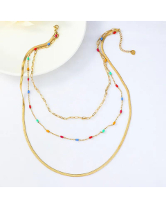Fashion Personality Snake Bone Stainless Steel Three-Layer Necklace