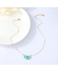 Fashion Personality Semi-Circular Turquoise Stainless Steel Lip Chain Necklace