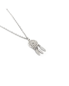 Fashion Tassel Titanium Steel Feather Pendant Necklace