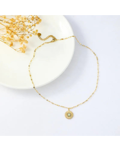 Elegant Inlaid Shell Flower Stainless Steel Necklace