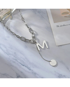 Wholesale Korean M Letter Stainless Steel Thick Necklace 