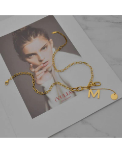 Wholesale Korean M Letter Stainless Steel Thick Necklace 