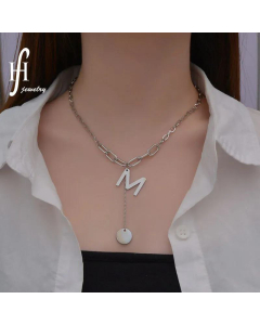 Wholesale Korean M Letter Stainless Steel Thick Necklace 
