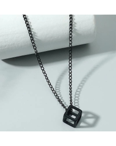 Fashion Tai Chi Gossip Titanium Steel Feather Cube Necklace
