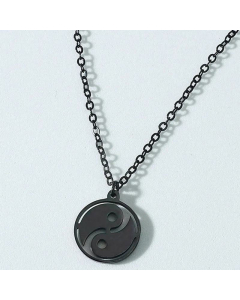 Fashion Tai Chi Gossip Titanium Steel Feather Cube Necklace