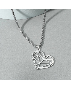 Fashion Hollow Heart-Shaped Necklace Titanium Steel 