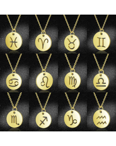 Fashion Titanium Steel Hollow 12 Constellation Pendant Necklace 