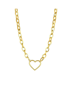 Fashion Hollow Heart-Shape Thick O-Chain Necklace Stainless Steel 