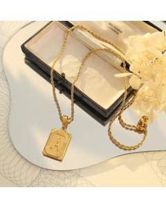 New Necklace Personality 26 Letter Square Tag Titanium Steel Necklace
