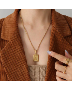 New Necklace Personality 26 Letter Square Tag Titanium Steel Necklace