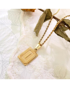 New Necklace Personality 26 Letter Square Tag Titanium Steel Necklace