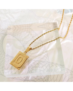 New Necklace Personality 26 Letter Square Tag Titanium Steel Necklace