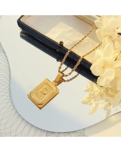 New Necklace Personality 26 Letter Square Tag Titanium Steel Necklace