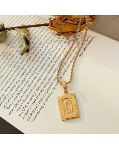 New Necklace Personality 26 Letter Square Tag Titanium Steel Necklace