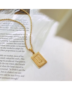 New Necklace Personality 26 Letter Square Tag Titanium Steel Necklace