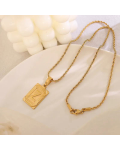 New Necklace Personality 26 Letter Square Tag Titanium Steel Necklace