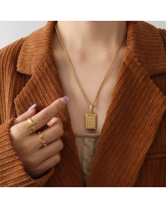 New Necklace Personality 26 Letter Square Tag Titanium Steel Necklace