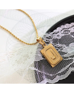New Necklace Personality 26 Letter Square Tag Titanium Steel Necklace