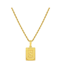 New Necklace Personality 26 Letter Square Tag Titanium Steel Necklace