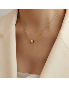 Fashion Full Diamond Small Waist Titanium Steel Necklace Earrings Sets