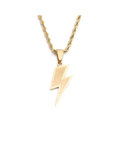 Hip Hop Titanium Steel Lightning Pendant Stainless Steel Necklace 