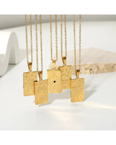 Fashion Lion Stainless Steel Gold Embossed Star Eye Pendant Necklace