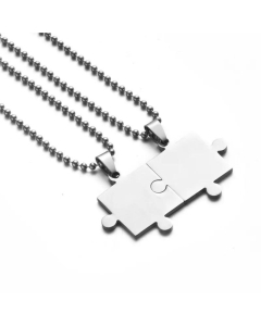 Fashion Couples Titanium Steel Square Puzzle Pendant Necklaces
