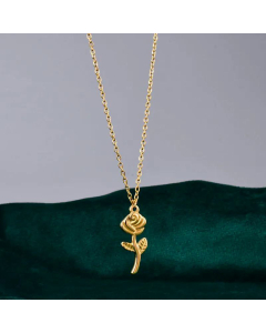 Fashion Three-Dimensional Rose Flower Pendent Necklace Stainless Steel
