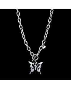 Exquisite Hollow Butterfly Pendent Stainless Steel OT Buckle Necklace