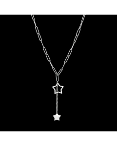 Fashion Hollow Star Titanium Steel Star Tassel Necklace