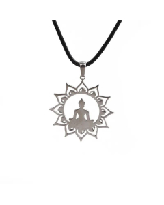 Wholesale Fashion Hollow Buddha Titanium Steel Necklace