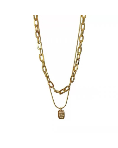 Korea's New Trendy Double Layered Titanium Steel Letters Necklace