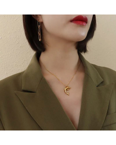 Wholesale Cute Dolphin Pendent Titanium Steel Necklace 
