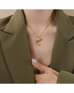 Wholesale Cute Dolphin Pendent Titanium Steel Necklace 