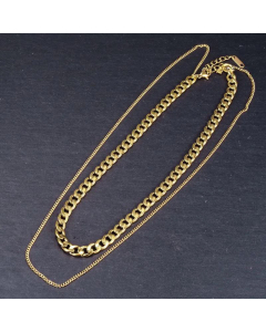 Double-Layer Gold Plated Curby Necklace Stainless Steel