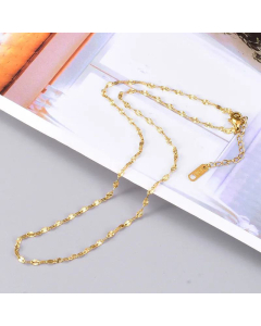 Fashion 18K Gold Plated Petal Chain Stainless Steel Necklace