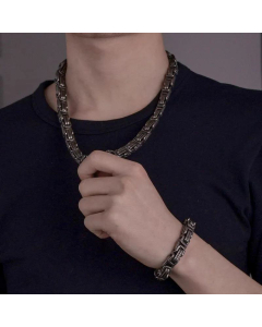 Retro Stainless Steel Chain Buckle Double-Sided Woven Necklace