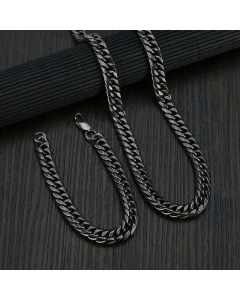 Retro Double Buckle Six-Sided Grinding Necklace Bracelet Stainless Steel 