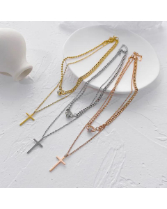 Retro Cross Double Layer Titanium Steel Necklace