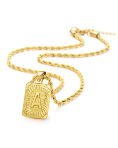 Fashion Letter Square Pendant Necklace Stainless Steel