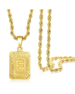 Fashion Letter Square Pendant Necklace Stainless Steel