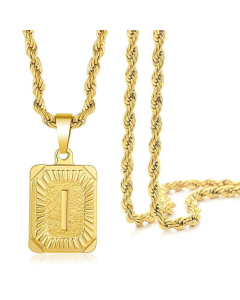 Fashion Letter Square Pendant Necklace Stainless Steel