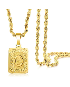 Fashion Letter Square Pendant Necklace Stainless Steel