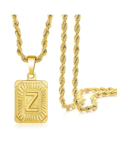 Fashion Letter Square Pendant Necklace Stainless Steel
