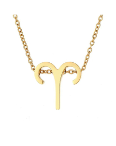 Wholesale Fashion 12 Constellation Pendant Necklace Titanium Steel -Gold Color-Aries