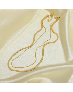 Simple Double Snake Chain Necklace Gold-Plated Stainless Steel