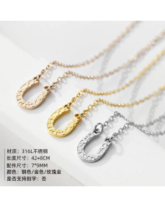 Fashion U-Shaped Stainless Steel Letter Pendant Necklace