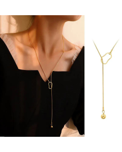 Adjustable Golden Sweater Chain Titanium Steel Necklace